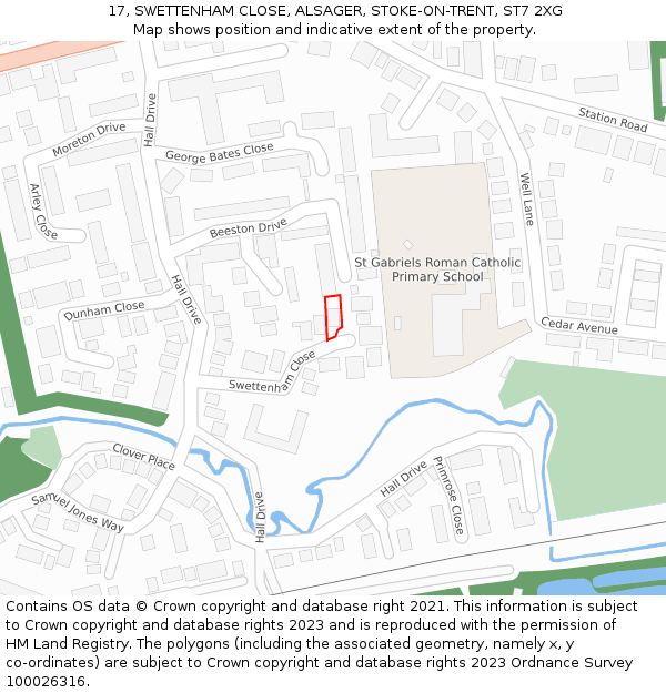 17, SWETTENHAM CLOSE, ALSAGER, STOKE-ON-TRENT, ST7 2XG: Location map and indicative extent of plot