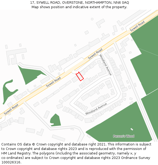 17, SYWELL ROAD, OVERSTONE, NORTHAMPTON, NN6 0AQ: Location map and indicative extent of plot