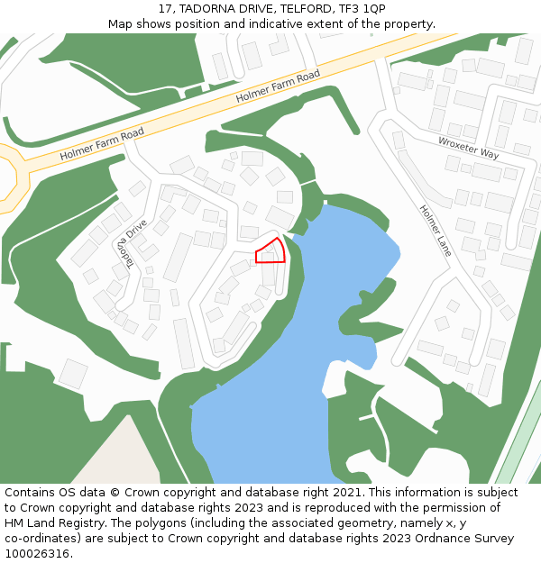 17, TADORNA DRIVE, TELFORD, TF3 1QP: Location map and indicative extent of plot