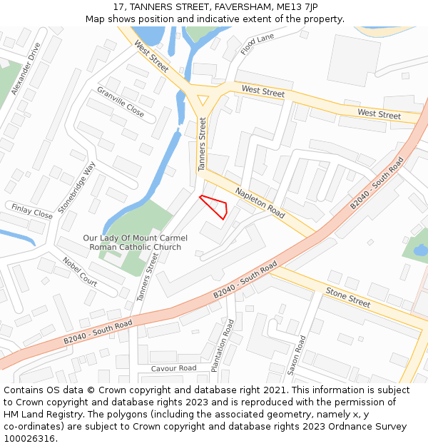 17, TANNERS STREET, FAVERSHAM, ME13 7JP: Location map and indicative extent of plot