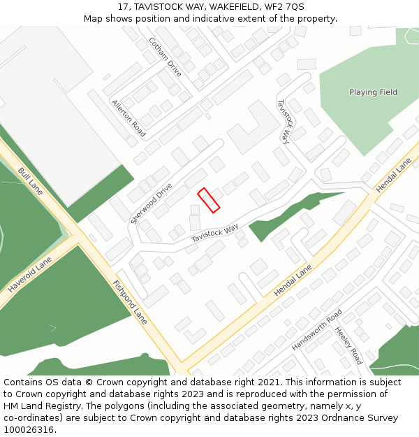 17, TAVISTOCK WAY, WAKEFIELD, WF2 7QS: Location map and indicative extent of plot