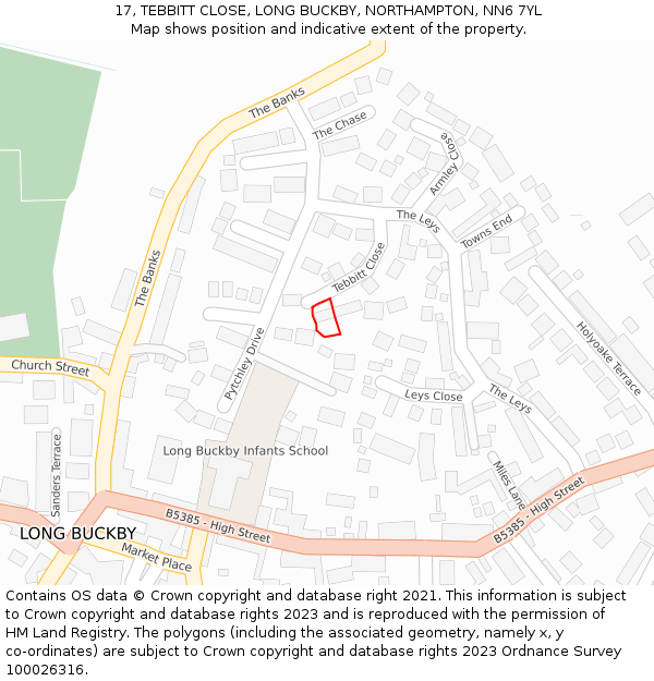 17, TEBBITT CLOSE, LONG BUCKBY, NORTHAMPTON, NN6 7YL: Location map and indicative extent of plot