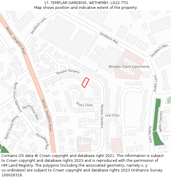 17, TEMPLAR GARDENS, WETHERBY, LS22 7TG: Location map and indicative extent of plot