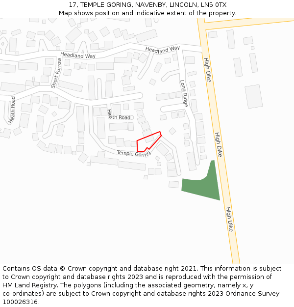 17, TEMPLE GORING, NAVENBY, LINCOLN, LN5 0TX: Location map and indicative extent of plot