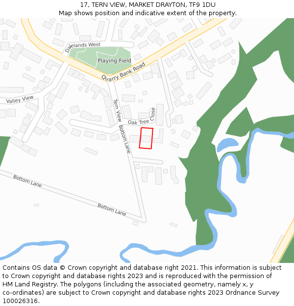 17, TERN VIEW, MARKET DRAYTON, TF9 1DU: Location map and indicative extent of plot