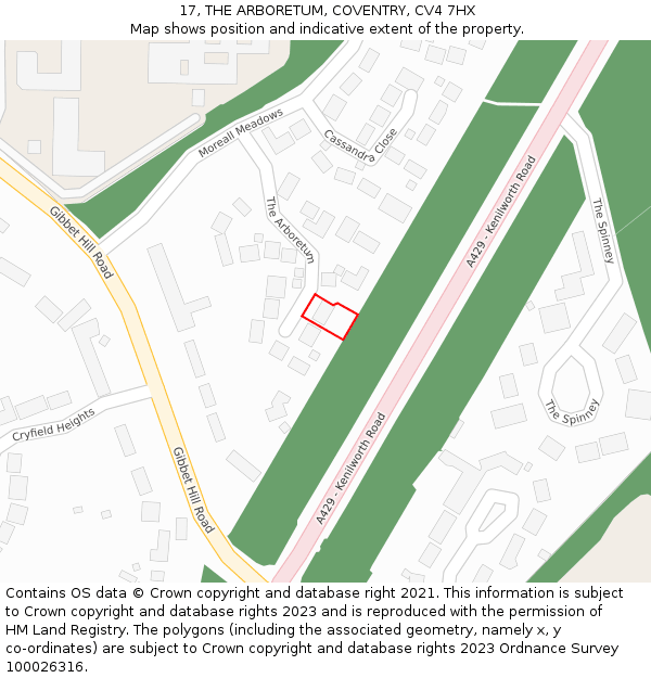 17, THE ARBORETUM, COVENTRY, CV4 7HX: Location map and indicative extent of plot