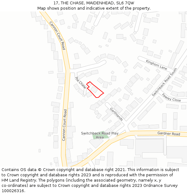 17, THE CHASE, MAIDENHEAD, SL6 7QW: Location map and indicative extent of plot