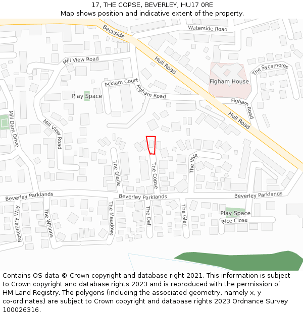 17, THE COPSE, BEVERLEY, HU17 0RE: Location map and indicative extent of plot