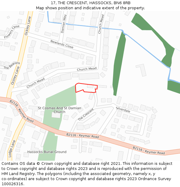 17, THE CRESCENT, HASSOCKS, BN6 8RB: Location map and indicative extent of plot