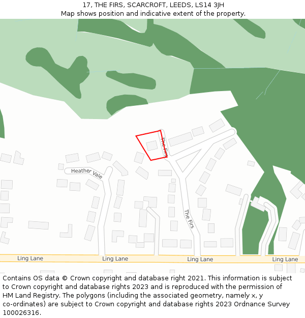 17, THE FIRS, SCARCROFT, LEEDS, LS14 3JH: Location map and indicative extent of plot