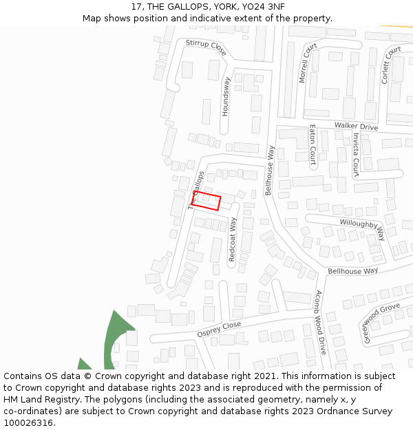 17, THE GALLOPS, YORK, YO24 3NF: Location map and indicative extent of plot