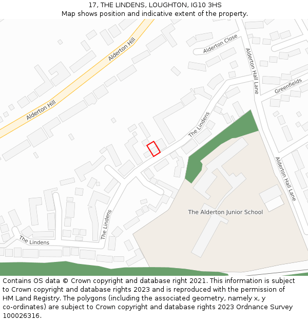 17, THE LINDENS, LOUGHTON, IG10 3HS: Location map and indicative extent of plot