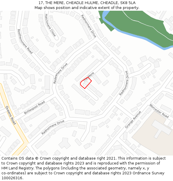 17, THE MERE, CHEADLE HULME, CHEADLE, SK8 5LA: Location map and indicative extent of plot