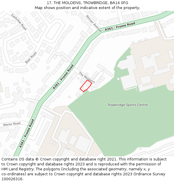 17, THE MOLDENS, TROWBRIDGE, BA14 0FG: Location map and indicative extent of plot