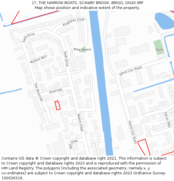 17, THE NARROW BOATS, SCAWBY BROOK, BRIGG, DN20 9RF: Location map and indicative extent of plot