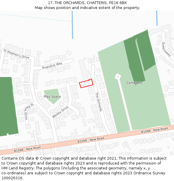 17, THE ORCHARDS, CHATTERIS, PE16 6BX: Location map and indicative extent of plot