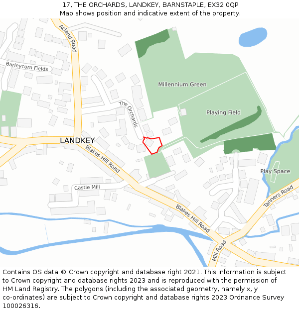 17, THE ORCHARDS, LANDKEY, BARNSTAPLE, EX32 0QP: Location map and indicative extent of plot