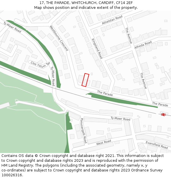 17, THE PARADE, WHITCHURCH, CARDIFF, CF14 2EF: Location map and indicative extent of plot