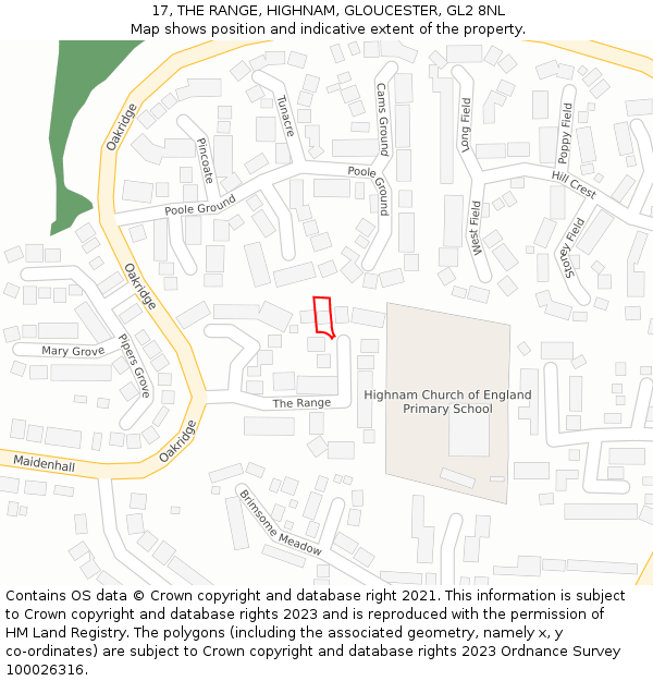 17, THE RANGE, HIGHNAM, GLOUCESTER, GL2 8NL: Location map and indicative extent of plot