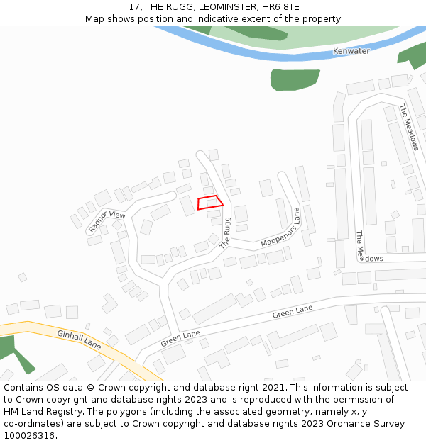 17, THE RUGG, LEOMINSTER, HR6 8TE: Location map and indicative extent of plot