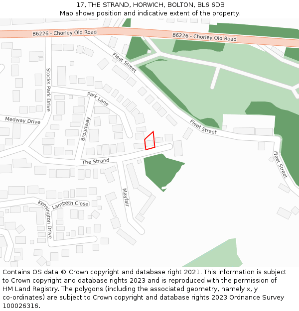 17, THE STRAND, HORWICH, BOLTON, BL6 6DB: Location map and indicative extent of plot