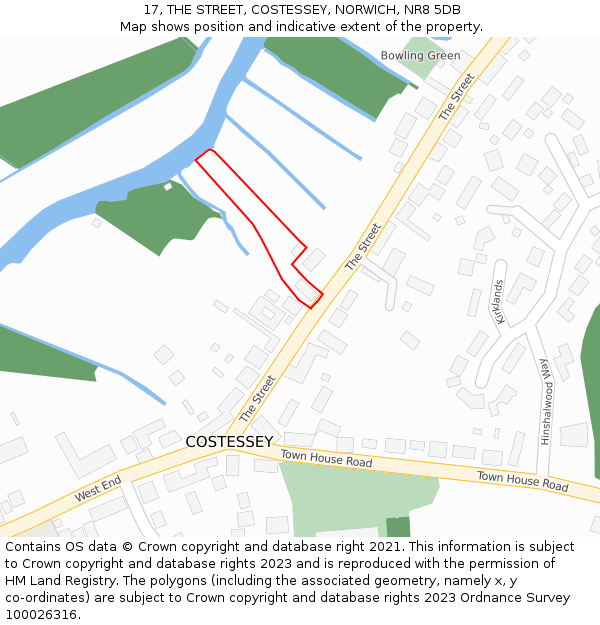 17, THE STREET, COSTESSEY, NORWICH, NR8 5DB: Location map and indicative extent of plot