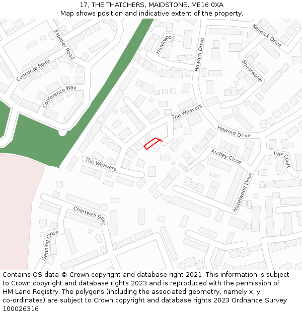 17, THE THATCHERS, MAIDSTONE, ME16 0XA: Location map and indicative extent of plot