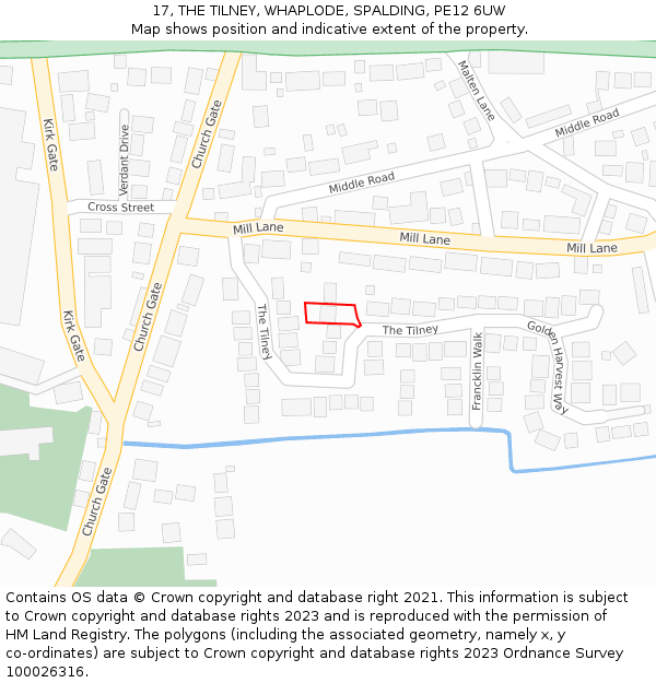 17, THE TILNEY, WHAPLODE, SPALDING, PE12 6UW: Location map and indicative extent of plot