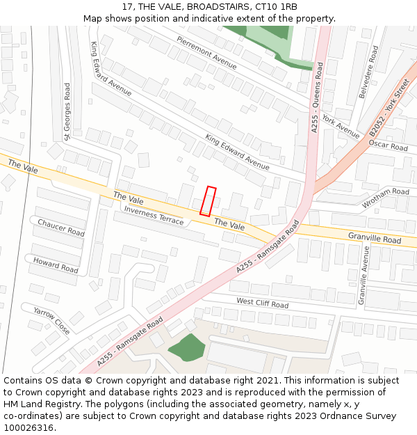 17, THE VALE, BROADSTAIRS, CT10 1RB: Location map and indicative extent of plot