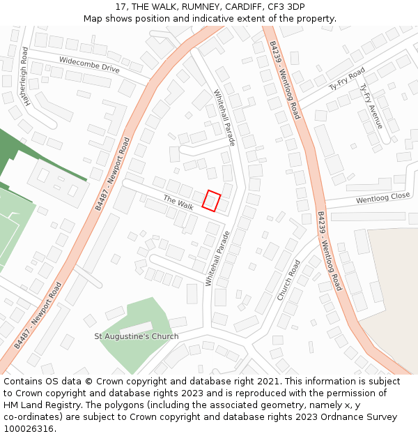 17, THE WALK, RUMNEY, CARDIFF, CF3 3DP: Location map and indicative extent of plot