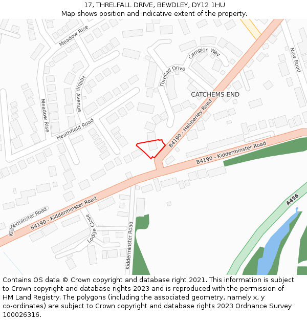 17, THRELFALL DRIVE, BEWDLEY, DY12 1HU: Location map and indicative extent of plot