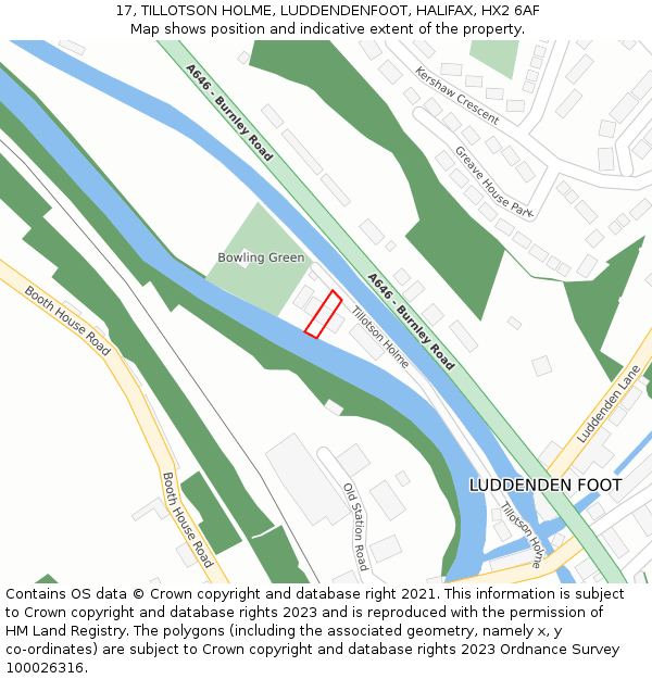 17, TILLOTSON HOLME, LUDDENDENFOOT, HALIFAX, HX2 6AF: Location map and indicative extent of plot