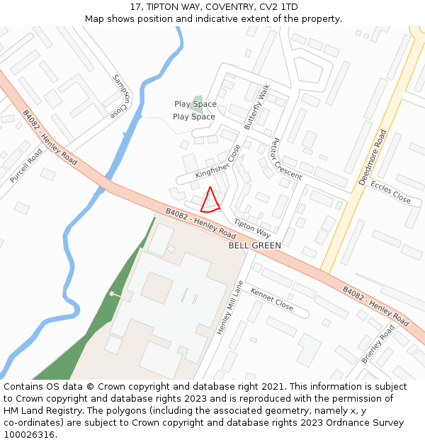 17, TIPTON WAY, COVENTRY, CV2 1TD: Location map and indicative extent of plot