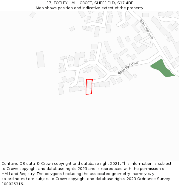 17, TOTLEY HALL CROFT, SHEFFIELD, S17 4BE: Location map and indicative extent of plot