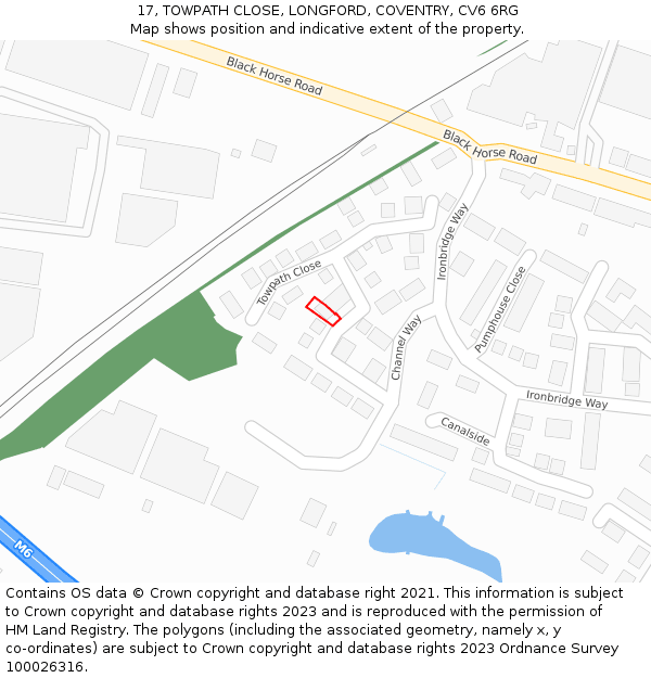 17, TOWPATH CLOSE, LONGFORD, COVENTRY, CV6 6RG: Location map and indicative extent of plot