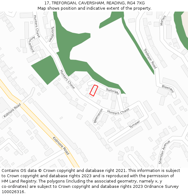 17, TREFORGAN, CAVERSHAM, READING, RG4 7XG: Location map and indicative extent of plot
