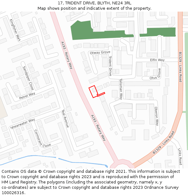 17, TRIDENT DRIVE, BLYTH, NE24 3RL: Location map and indicative extent of plot