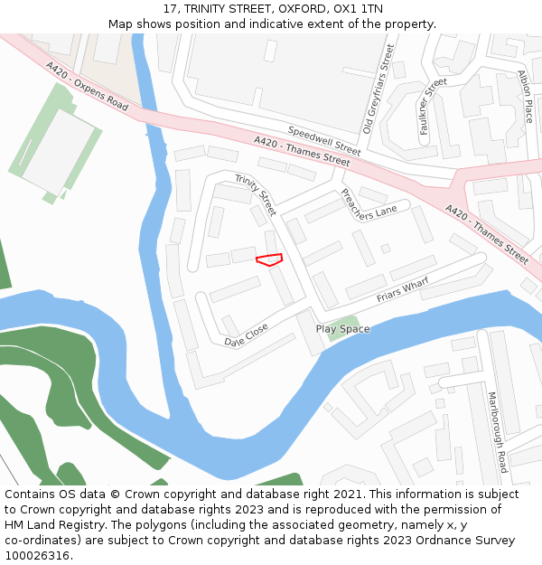 17, TRINITY STREET, OXFORD, OX1 1TN: Location map and indicative extent of plot