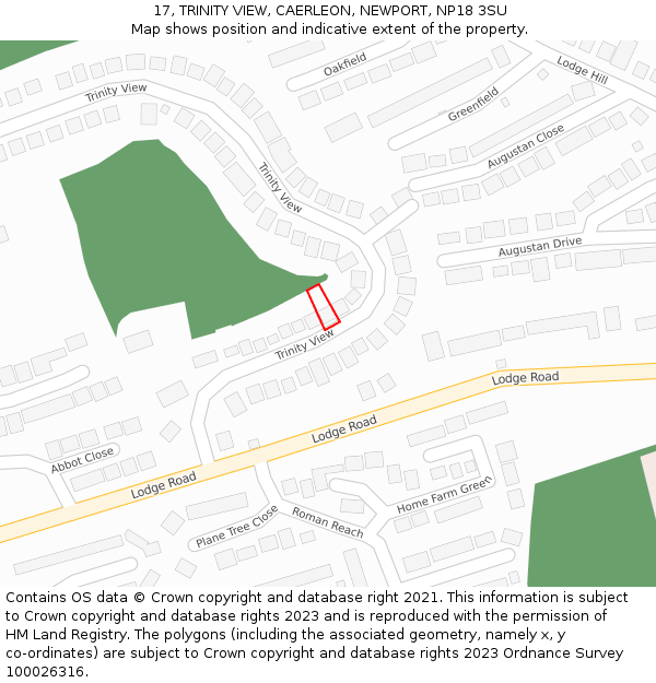 17, TRINITY VIEW, CAERLEON, NEWPORT, NP18 3SU: Location map and indicative extent of plot