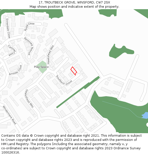17, TROUTBECK GROVE, WINSFORD, CW7 2SX: Location map and indicative extent of plot