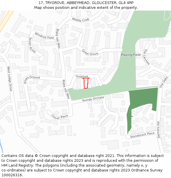 17, TRYGROVE, ABBEYMEAD, GLOUCESTER, GL4 4RP: Location map and indicative extent of plot