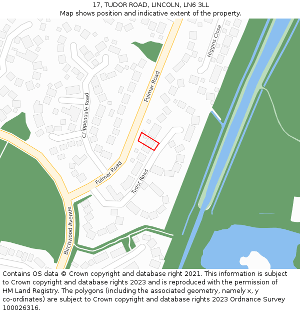 17, TUDOR ROAD, LINCOLN, LN6 3LL: Location map and indicative extent of plot