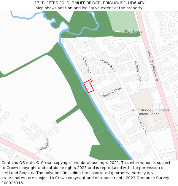 17, TUFTERS FOLD, BAILIFF BRIDGE, BRIGHOUSE, HD6 4EY: Location map and indicative extent of plot