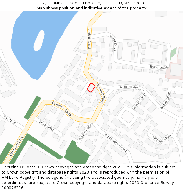 17, TURNBULL ROAD, FRADLEY, LICHFIELD, WS13 8TB: Location map and indicative extent of plot