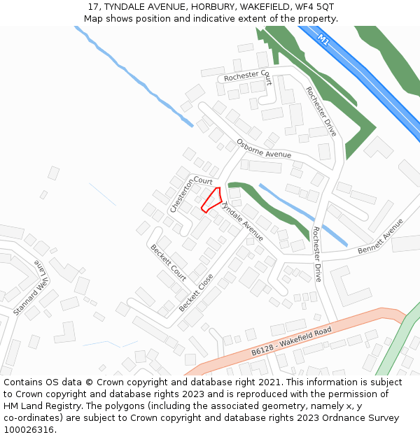 17, TYNDALE AVENUE, HORBURY, WAKEFIELD, WF4 5QT: Location map and indicative extent of plot