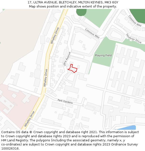 17, ULTRA AVENUE, BLETCHLEY, MILTON KEYNES, MK3 6GY: Location map and indicative extent of plot