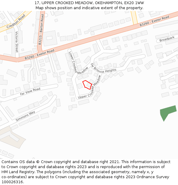 17, UPPER CROOKED MEADOW, OKEHAMPTON, EX20 1WW: Location map and indicative extent of plot
