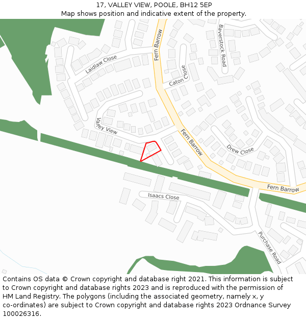 17, VALLEY VIEW, POOLE, BH12 5EP: Location map and indicative extent of plot