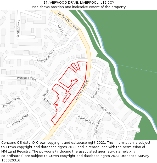 17, VERWOOD DRIVE, LIVERPOOL, L12 0QY: Location map and indicative extent of plot