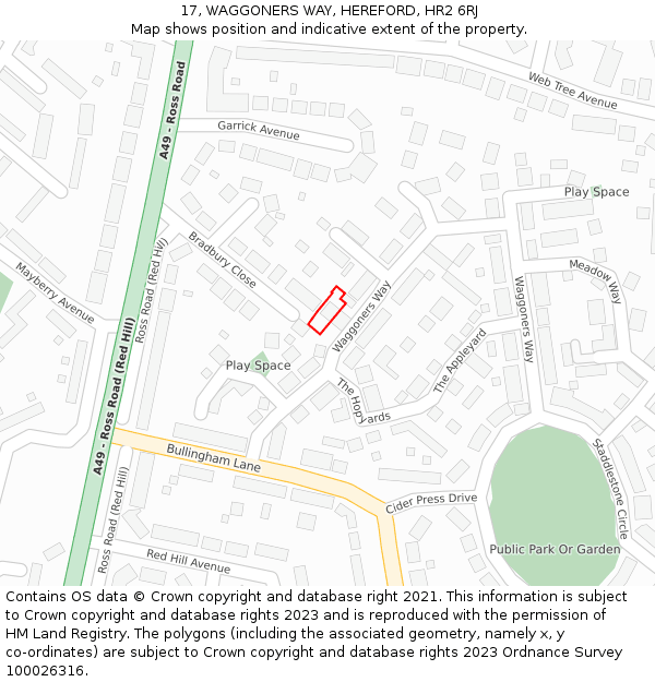 17, WAGGONERS WAY, HEREFORD, HR2 6RJ: Location map and indicative extent of plot